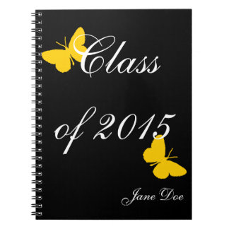 Cuaderno Graduación adaptable - negro y mariposa del oro