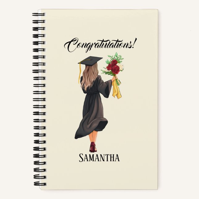 Cuaderno Graduación de acuarela personalizada (Anverso)