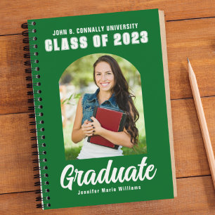 Cuaderno Graduación de Arco Moderno de Graduado Blanco Verd