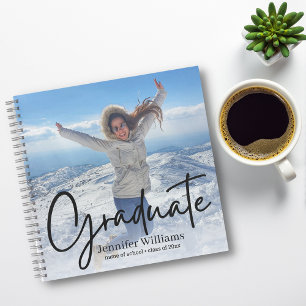 Cuaderno graduación de foto de escritura minimalista 2025