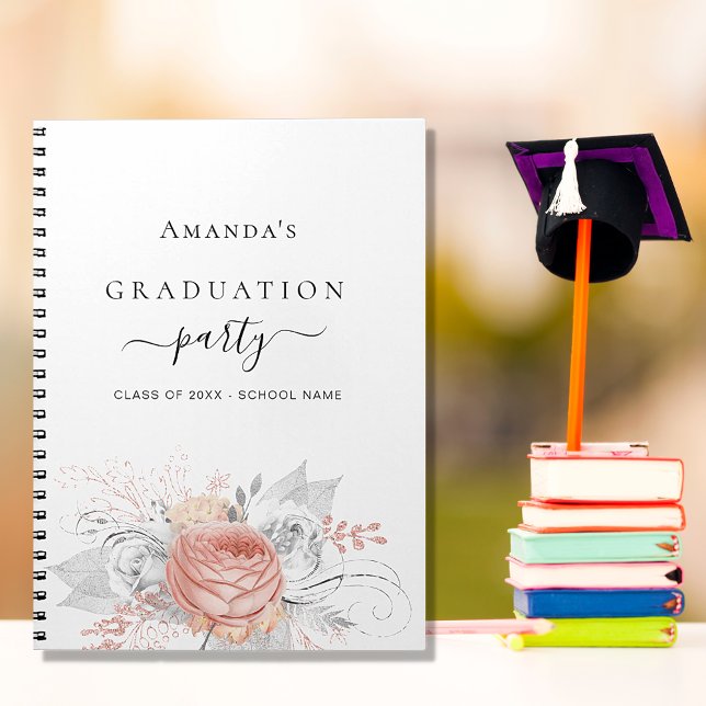 Cuaderno Graduación de libro de invitado rosa oro plata flo (Subido por el creador)