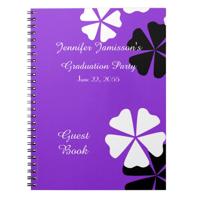 Cuaderno Graduación del libro invitado Morado y Floral Blan (Frente)