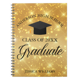 Cuaderno Graduación Gold Sparkle Elegant Personalizado 2025
