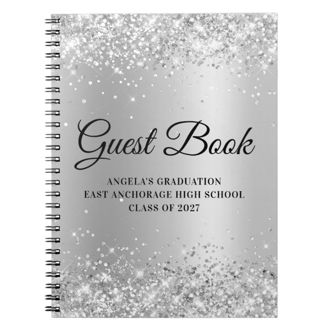 Cuaderno Graduación Gradiente Glam Plata Brillante (Frente)
