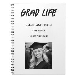 Cuaderno Graduación Moderna en Blanco y Negro