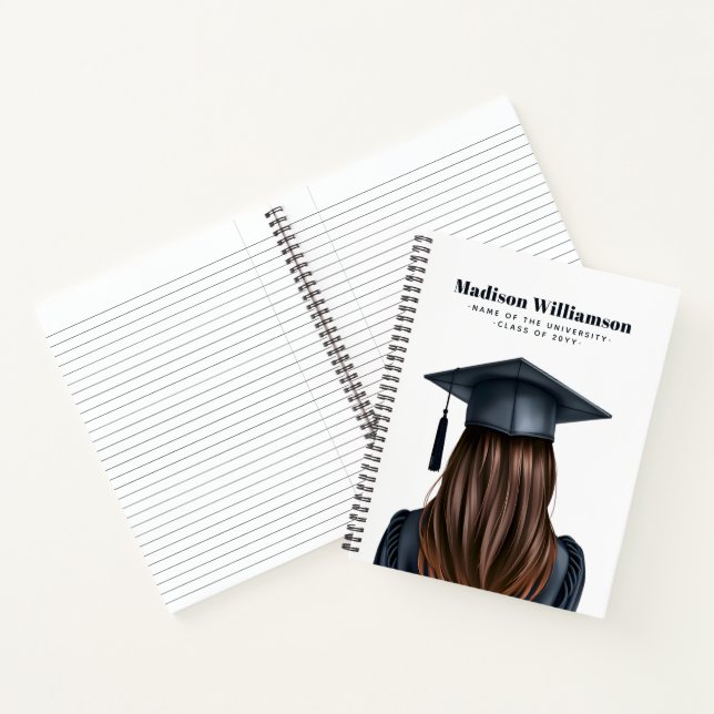 Cuaderno Graduación moderna personalizada Graduada mujer (Interior)