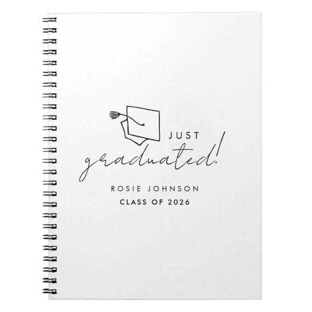 Cuaderno Graduación Simple en Blanco y Negro (Frente)