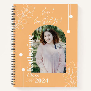 Cuaderno Graduación Simple Foliaje Foto Naranja