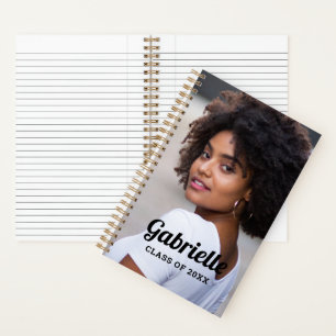 Cuaderno Graduado con letra negra de foto personalizada