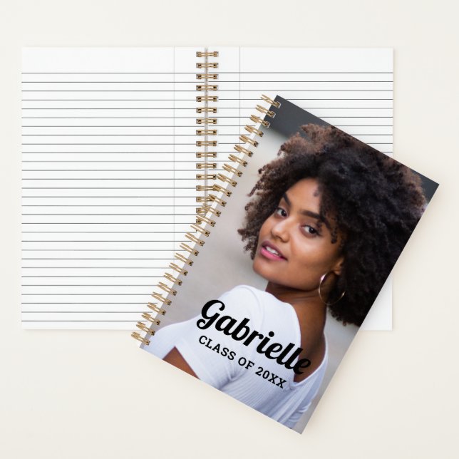 Cuaderno Graduado con letra negra de foto personalizada (Interior)
