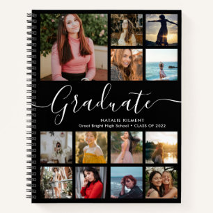 Cuaderno Graduado de Collage de fotos negro