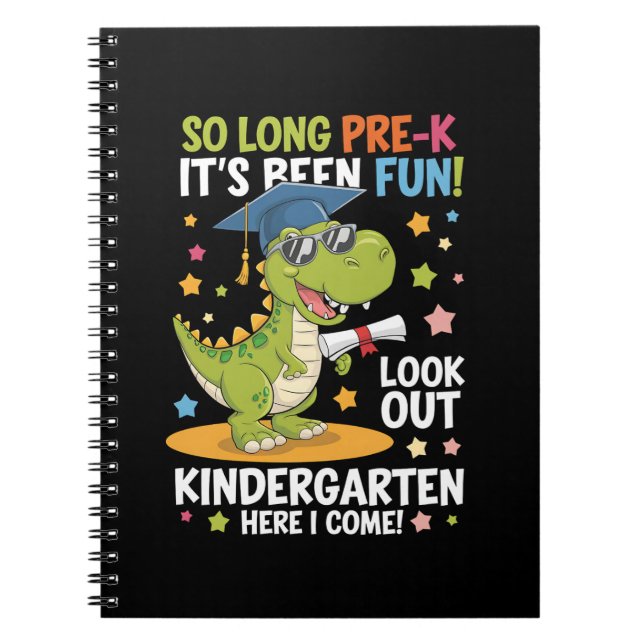 Cuaderno Graduado de Pre K Kinder Dinosaurio T Rex (Frente)