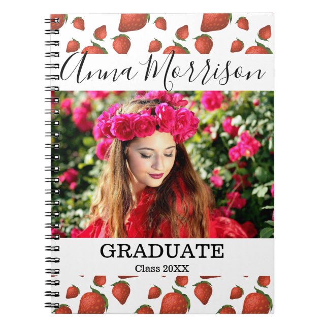 Cuaderno Graduado del Jardín Rojo de Fresa (Frente)