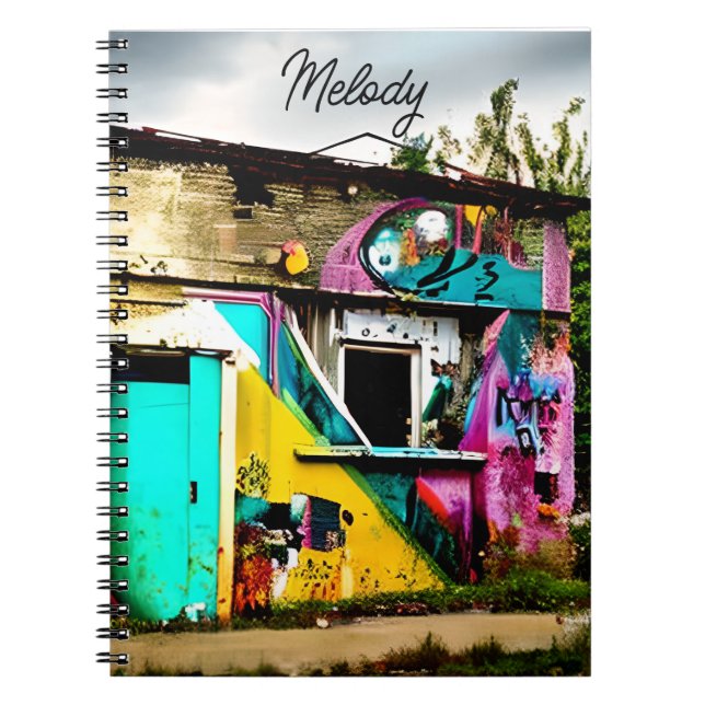 Cuaderno Graffiti colorido personalizado abandonado (Frente)