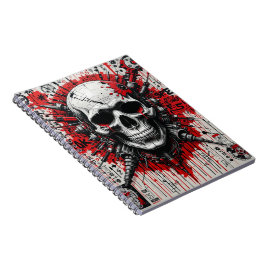 Cuaderno Graffiti de calavera - Rojo, Negro y Recableado |