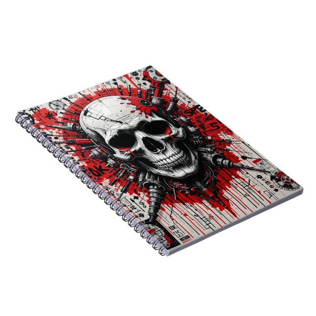 Cuaderno Graffiti de calavera - Rojo, Negro y Recableado |  (Lado Derecho)