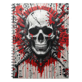 Cuaderno Graffiti de calavera - Rojo, Negro y Recableado |