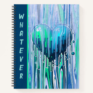 Cuaderno Graffiti Heart Paint Pour Blue & Green Cualquiera 