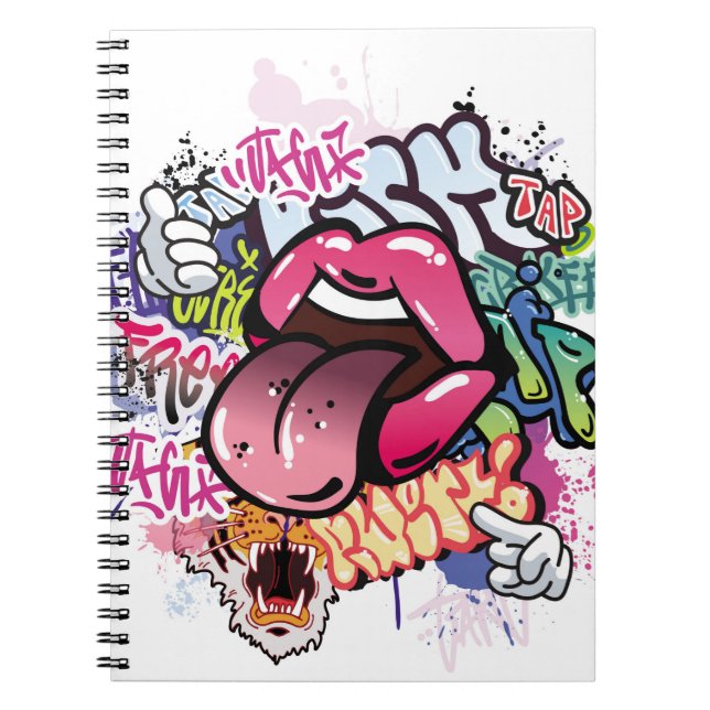 Cuaderno Graffiti ilustracion con letras de graffiti callej (Frente)