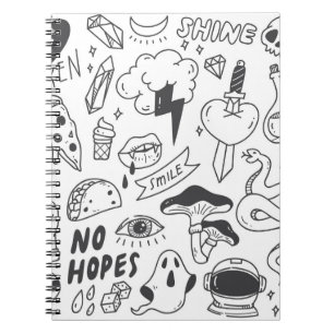 Cuaderno Graffiti lindo: Conjunto de arte Doodle.