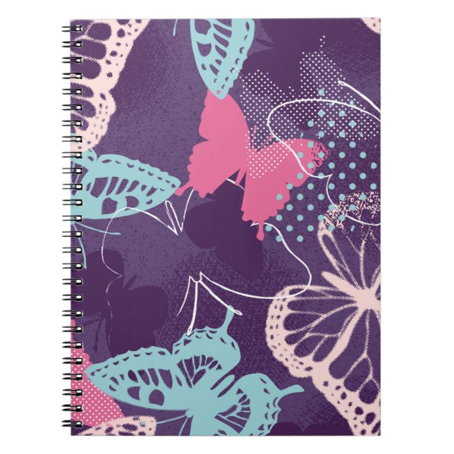 Cuaderno Graffiti pixelado mariposas en color bonito p (Frente)