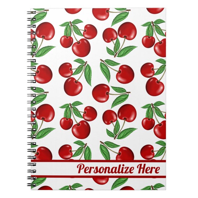 Cuaderno Gráfica de cerezas rojas personalizada (Frente)