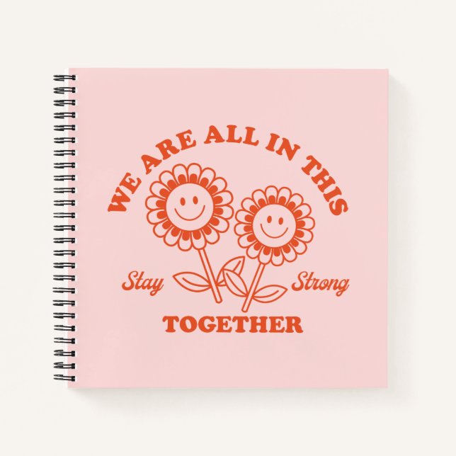 Cuaderno Gráfica de flor retro feliz (Anverso)
