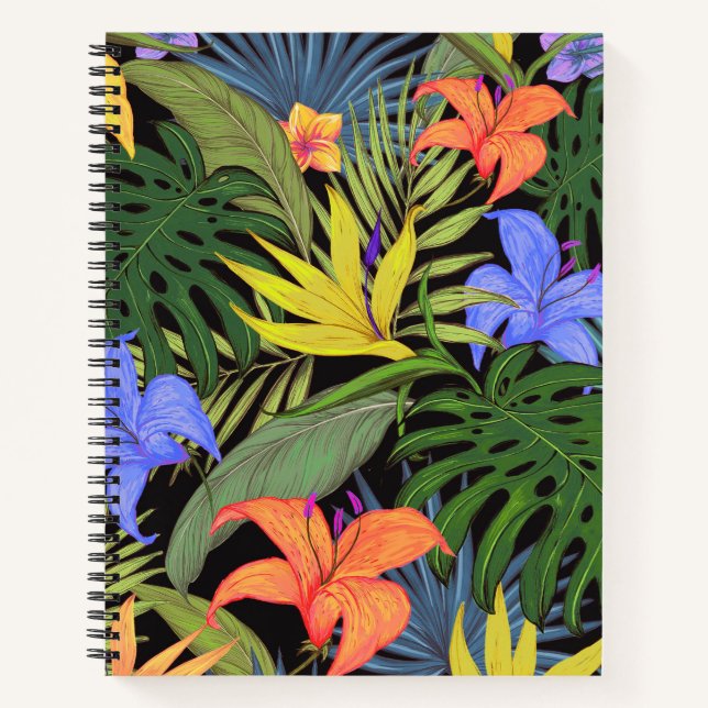 Cuaderno Gráfica de flor tropical Hawai Aloha (Anverso)
