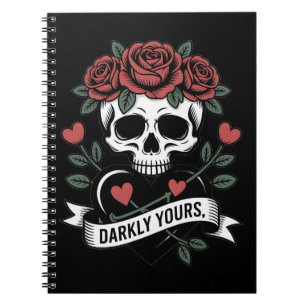 Cuaderno Gráfico Darkly Yours: Calavera Gótica con Rosas Ro