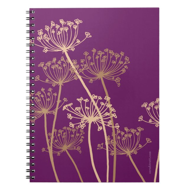 Cuaderno gráfico de arte púrpura del chervil de fl (Frente)