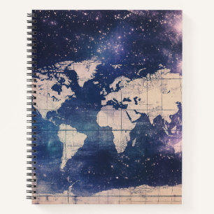 Cuaderno Gráfico de Astronomía Vintage Romántico Púrpura