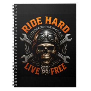 Cuaderno ☠️ Gráfico de Cráneo de Ruta 66 para Motociclistas