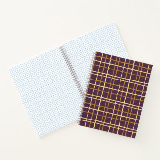 Cuaderno gráfico de cuadros borgoña y dorado