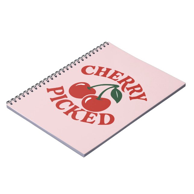 Cuaderno Gráfico de Frutas Retro de Moda Seleccionadas Rosa (Lado Izquierdo)