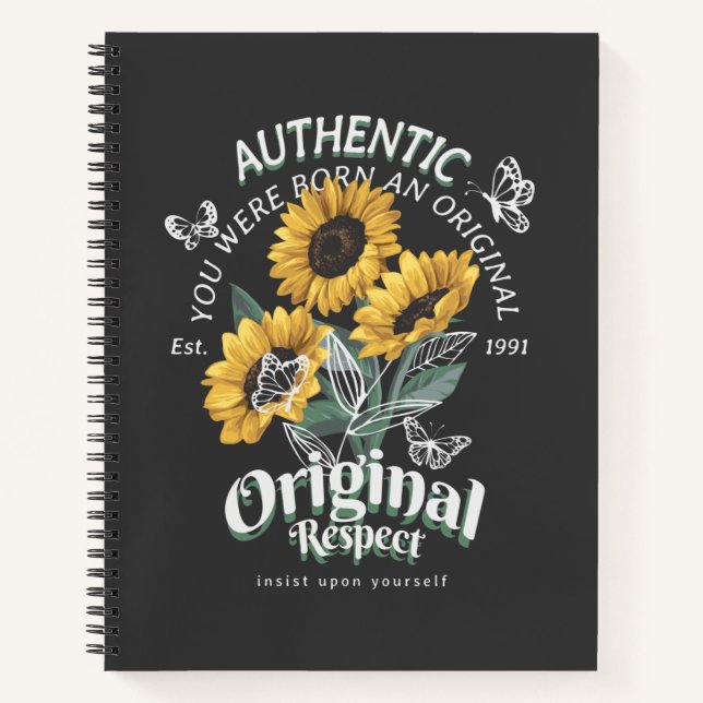 Cuaderno Gráfico de girasoles y mariposas (Anverso)