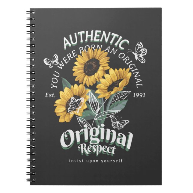 Cuaderno Gráfico de girasoles y mariposas (Frente)