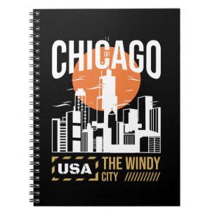 Cuaderno Gráfico de la silueta de Chicago EE. UU. Diseño