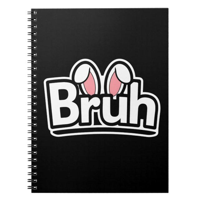 Cuaderno Gráfico de meme lindo de orejas de conejo Bruh (Frente)