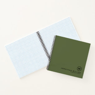 Cuaderno Gráfico de monograma mínimo Olive Classic
