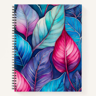 Cuaderno gráfico en espiral de arte botánico color