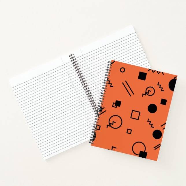 Cuaderno gráfico Memphis naranja, divertido, de moda y geom (Interior)