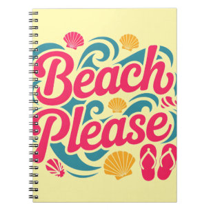 Cuaderno Gráfico Retro de Tipografía Rosa: Por Favor Playa