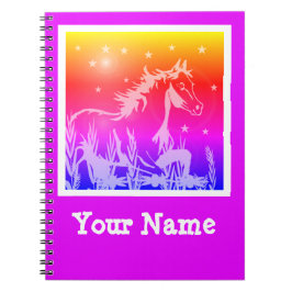 Cuaderno gráfico rosa de caballo salvaje, personalizado