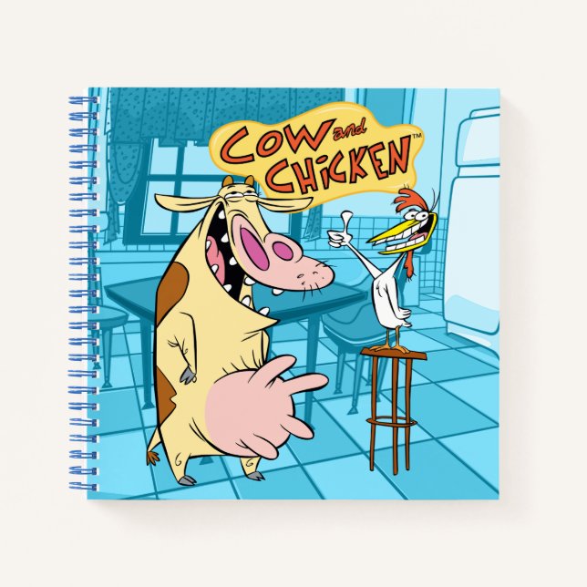 Cuaderno Gráfico sonriente de vaca y pollo (Anverso)