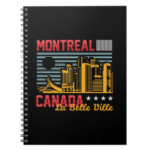 Cuaderno Gráficos de viaje retro del horizonte de Montreal 