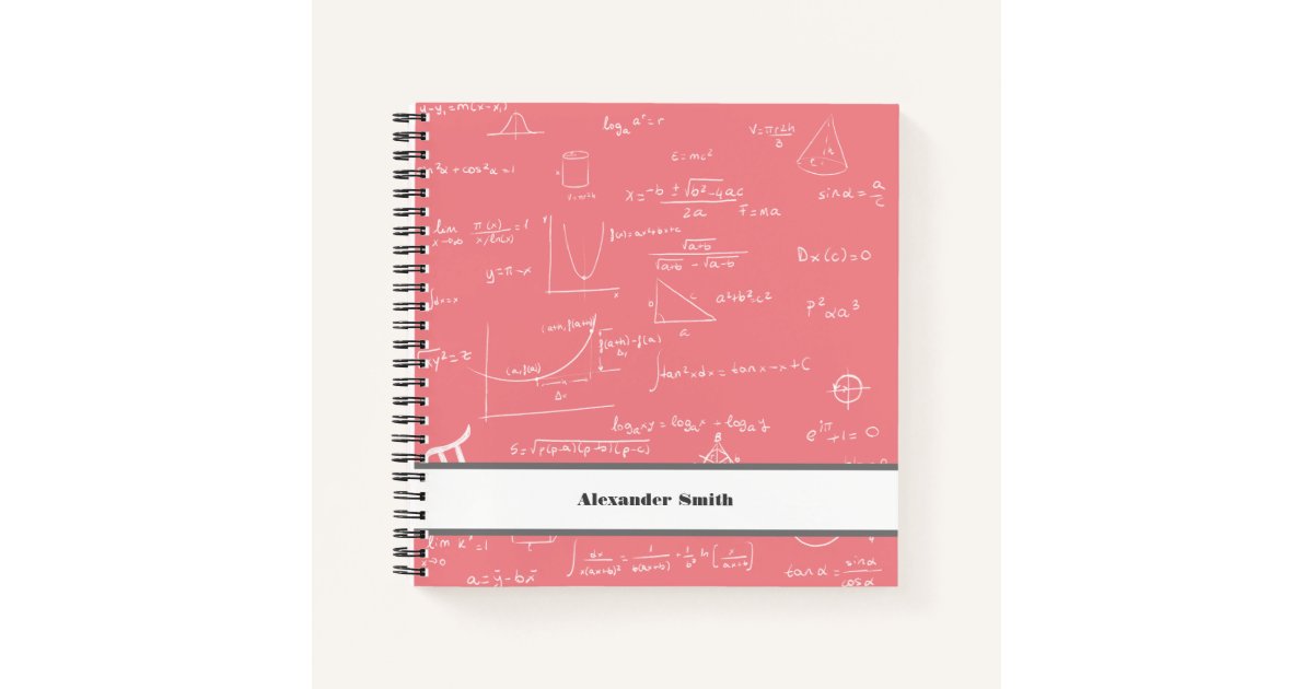 Matematica Rosa Cuaderno Gráficos y fórmulas de ecuaciones matemáticas rosa | Zazzle.es