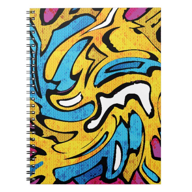 Cuaderno Grafiti colorido Resumen Fondo negro (Frente)
