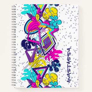 Cuaderno Grafiti patrón colorido abstracto con tu NOMBRE