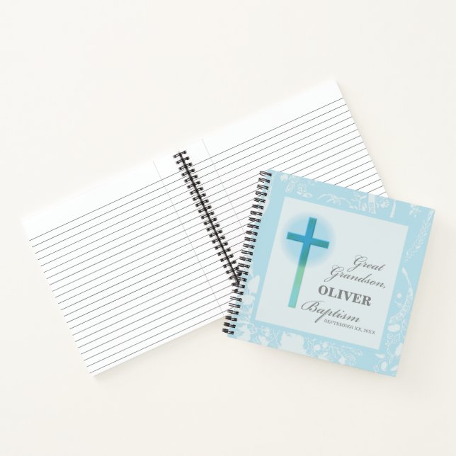 Cuaderno Gran abuelo bautismo azul encaje personalizado (Interior)