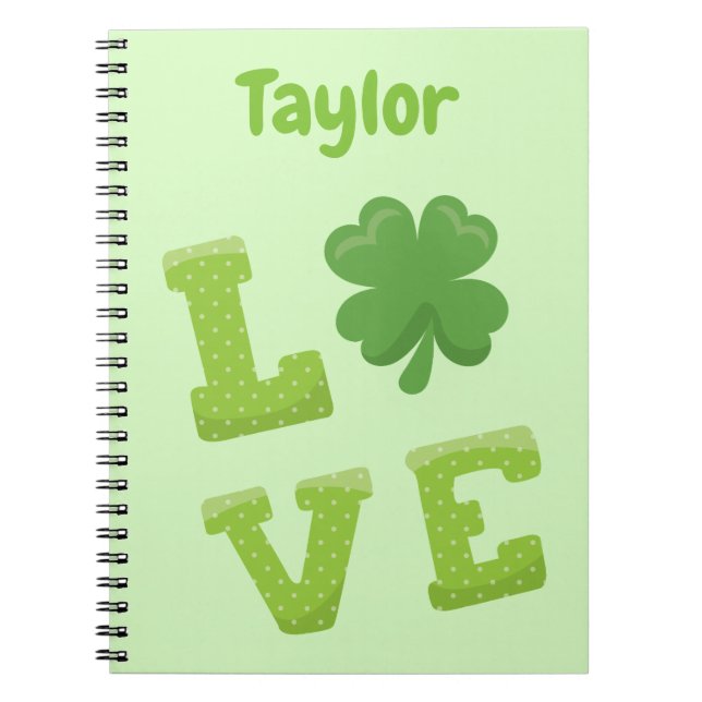 Cuaderno Gran amor verde para el tema de Patrick (Frente)